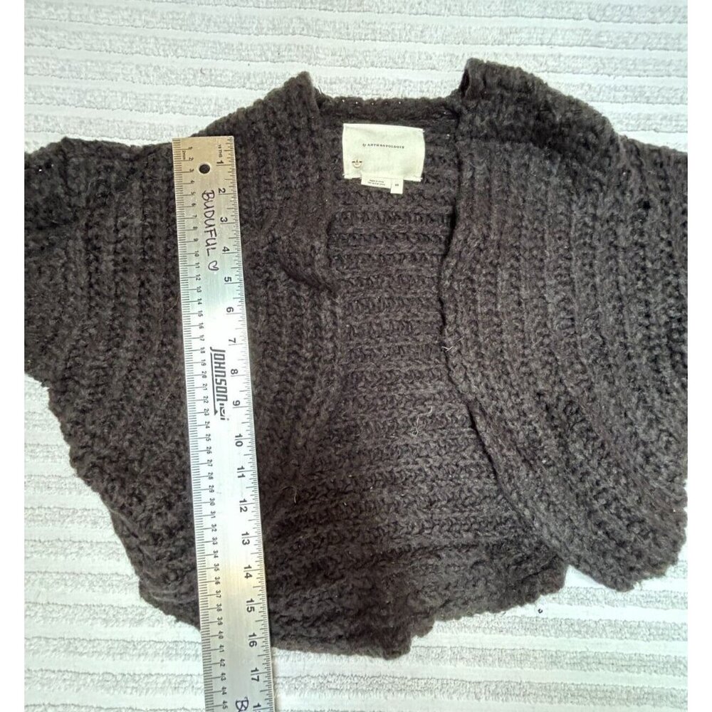 New Anthropologie Rae Cropped Cardigan XS Wool Alpaca Knit Bolero Black $130 - Picture 3 of 9